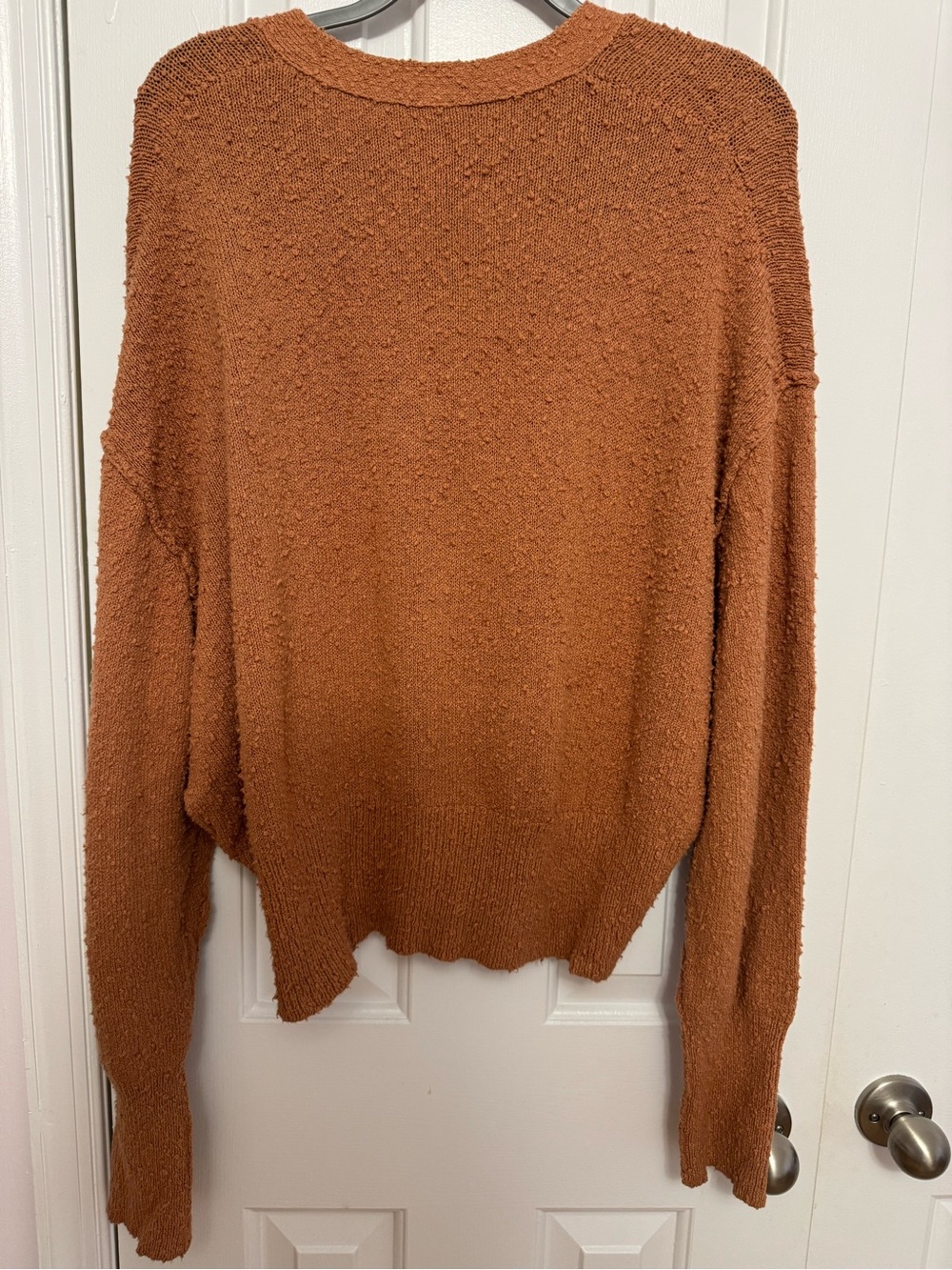 Free People Popcorn Knit Button Cardigan Sweater Rust Brown Size Small Boho - Picture 4 of 7